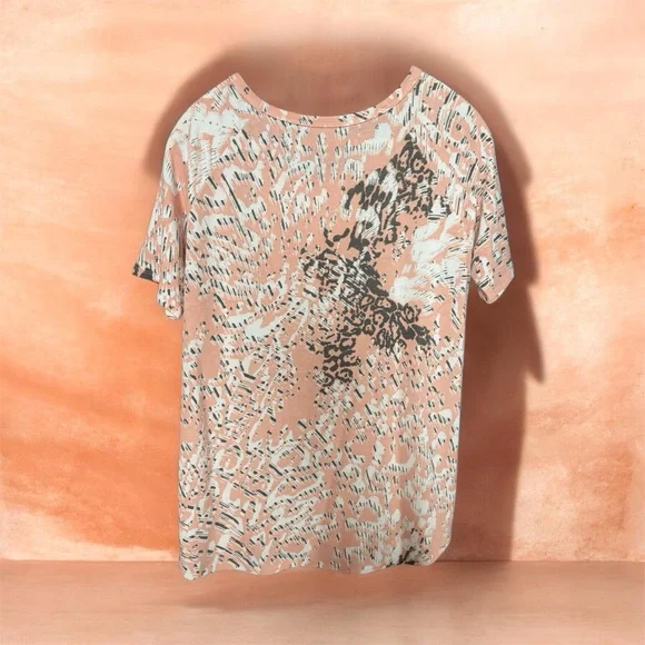 MACARON Peach and White Printed Short-Sleeve Top - Picture 2 of 5